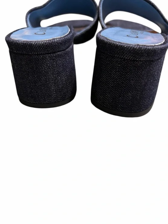 Clacanadienne Dark Blue Denim Slide Mules - Picture 4 of 11